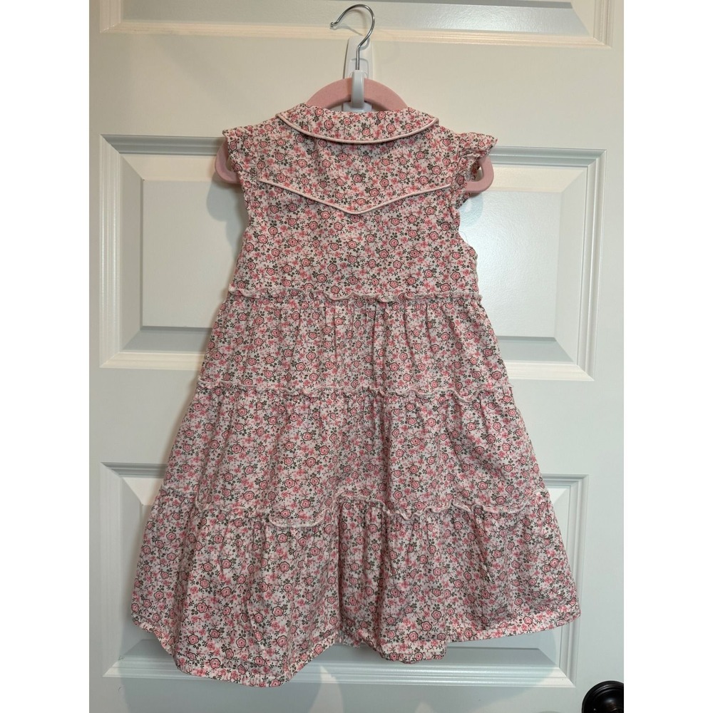 Lydia Jane Western Pearl Snap Pink Floral Tiered Cotton Dress 3T - Picture 2 of 6
